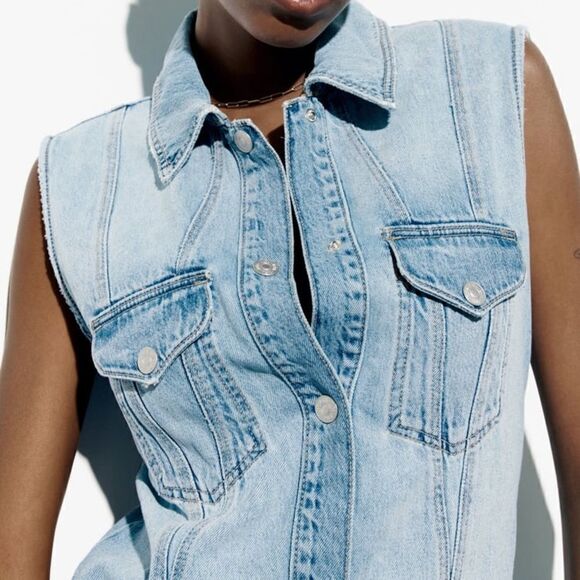 Zara Denim TRF Dress New Light Blue - Picture 7 of 10